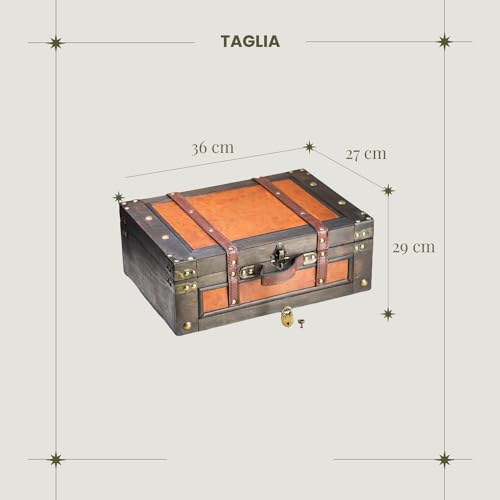 - Pirate Treasure Chest Storage Box - Marco 15x10.6x5,5" - Durable Wooden Treasure Chest with Lock - Unique Handmade Decorative