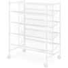 4-Tier Rolling Shoe Cart - Mesh & Metal - Holds up to 24 pairs of Shoes - Double Sided - White
