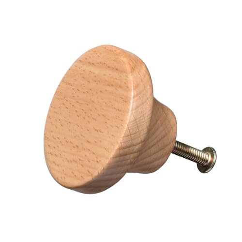 6Pcs Furniture Wooden Knobs Round Wood Single Hole Drawer Pulls 1.56inch Cabinet Knobs Hardware Handles for Dresser Wardrobes