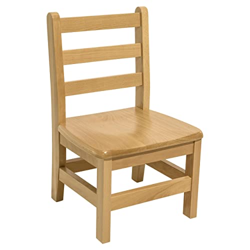 Kids Wooden Chair Set, Fully Assembled Youth Ladderback Wood Chairs for Children, 12" Seat Height for Ages 6-8 (Set of Two)