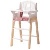 Wooden Baby Doll High Chair, Pink Wooden Baby Doll Chair for 18 Inch Dolls, Pretend Play High Chair Baby Doll Accessories, Small