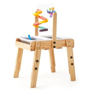 Sand and Water Table for Toddlers Ages 3+, Kids Wooden Sensory Activity Table with 2 Collapsible Storage Bins, Acrylic Painting