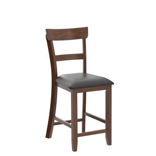 Bar Stools Set of 2, 25.5-Inch Counter Height Chair with Backrest, Foam-Padded Cushion, Rubber Wood Legs, Wooden Vintage Dining