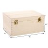 Extral Large Unfinished Wooden Box, 13 x 10 x 6.5 inch Natural Unfinished Pine Wood Box with Hinged Lid and Front Clasp for DIY