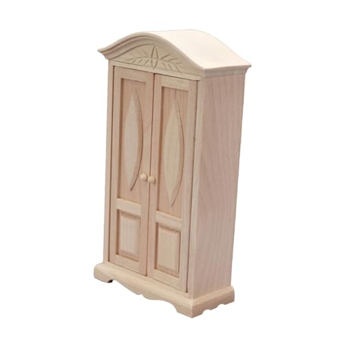 Dollhouse Miniatures Wooden Miniature Wardrobe Carving Boys and Girls Room Decor
