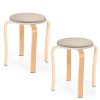 Wood Stools, Set of 2 Wooden Stackable Stool Extra Seating for Kids, Guests, Portable Round 16.5-Inch, Counter Height Stools for