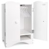 Wooden Baby Doll Closet, Wooden Furniture Armoire Dolls Wardrobe for Baby Doll Clothes Storage, Fit 12-16 Inch Doll Clothes,