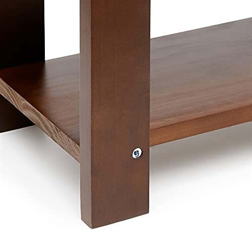 Solid Pine Wood Entryway Shoe Rack Bench, Espresso, 10.4" D x 27.56" W x 17.72" H