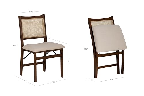 Kasi Brown and Natural Rattan Cane Fully Assembled Foldable Wooden Dining Side Chair