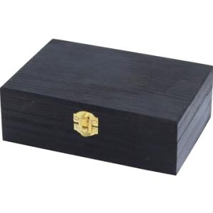 Black Wooden Keepsake Box with Gold Clasp - 6″ × 4″ × 2″ Painted Storage Case for Jewelry, Photos, Crafts & Gifts