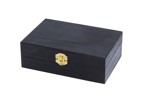 Black Wooden Keepsake Box with Gold Clasp - 6″ × 4″ × 2″ Painted Storage Case for Jewelry, Photos, Crafts & Gifts