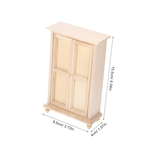 Mini House Wooden Cabinet Miniature Dollhouse Wardrobe Unpainted Mini Furniture for DIY