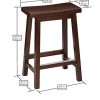 Solid Wood Saddle-Seat Kitchen Counter Barstool with Footrest, Easy Assembly - 24-Inch Height - Walnut - Set of 2