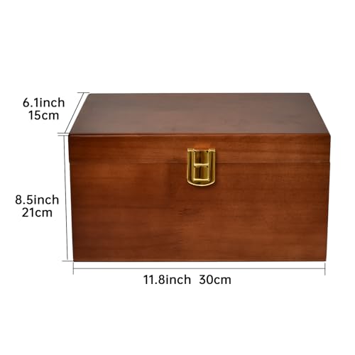 Wooden Decorative Keepsakes Storage Box with Hinged Lid, Adjustable Tray and Divider