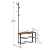 Coat Rack Shoe Bench, 3-Tier Shoe Rack, Industrial Shoe Organizer Storage Bench, Entry Bench with Mesh Shelves, for Entryway,