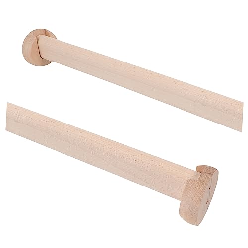 1Set Wooden Wardrobe Rod Hanging Bar for Bedroom Closet Beech Clothes Hanger with Flange Strong Load Capacity for Long Winter