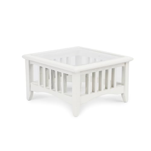 Dollhouse Coffee Table Miniature Furniture 1:12 Scale Wooden Tea Table Square Shape Side Tables Acrylic Tabletop Props Miniature