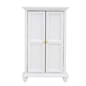 Miniature White Wooden Wardrobe Mini Dollhouse Accessories Miniature Furniture Doll Furniture Closet Tiny Furniture Clothes