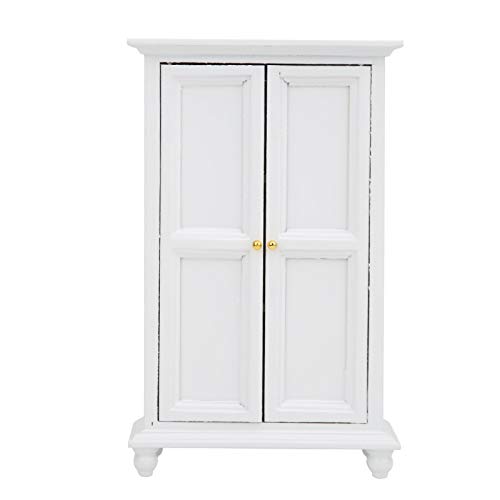 Miniature White Wooden Wardrobe Mini Dollhouse Accessories Miniature Furniture Doll Furniture Closet Tiny Furniture Clothes