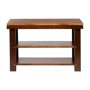 Solid Pine Wood Entryway Shoe Rack Bench, Espresso, 10.4" D x 27.56" W x 17.72" H