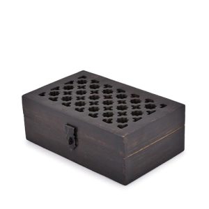 Mango Wood Decorative Wooden Box with Hinged Lid Ideal for Keepsakes, Trinkets, Jewelry and Other Stash (8" x 5" x 3")