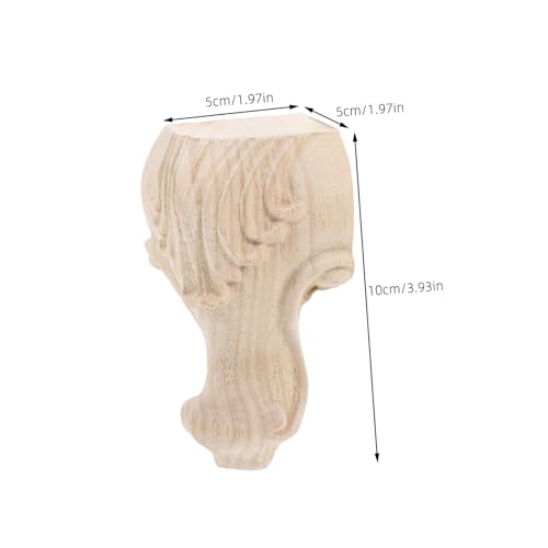 4Pcs Wooden Wardrobe Legs Unfinished Furniture Feet with Elegant European Carvings Easy Installation Solid Sofa Legs for Couch
