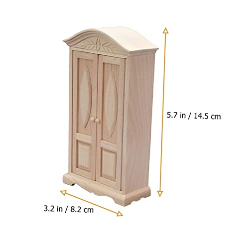 Dollhouse Miniatures Wooden Miniature Wardrobe Carving Boys and Girls Room Decor