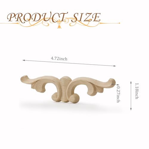 4/8PCS Wood Appliques and Onlays Wood Appliques for Furniture Decorative Wooden DIY Carved Onlay for Bed Door Cabinet Wardrobe