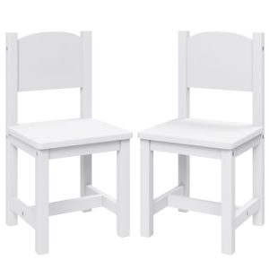 Toddler Wooden Chair Pair, Kids Furniture for Eating, Reading, Playing 2 Pack (White)
