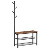 Coat Rack Shoe Bench, 3-Tier Shoe Rack, Industrial Shoe Organizer Storage Bench, Entry Bench with Mesh Shelves, for Entryway,