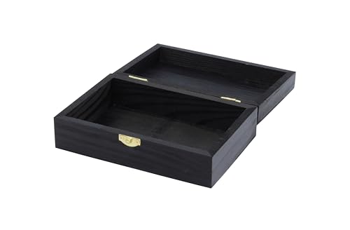 Black Wooden Keepsake Box with Gold Clasp - 6″ × 4″ × 2″ Painted Storage Case for Jewelry, Photos, Crafts & Gifts