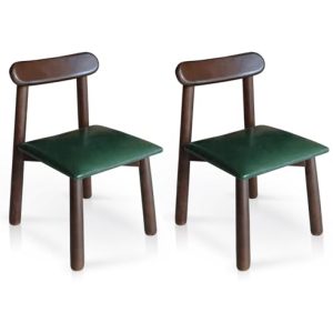 2 Pack Solid Wood Small Chairs with Curved Backrest, Classic and Durable Wooden Chairs for Home and Kitchen with Comfortable