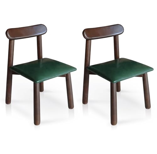2 Pack Solid Wood Small Chairs with Curved Backrest, Classic and Durable Wooden Chairs for Home and Kitchen with Comfortable