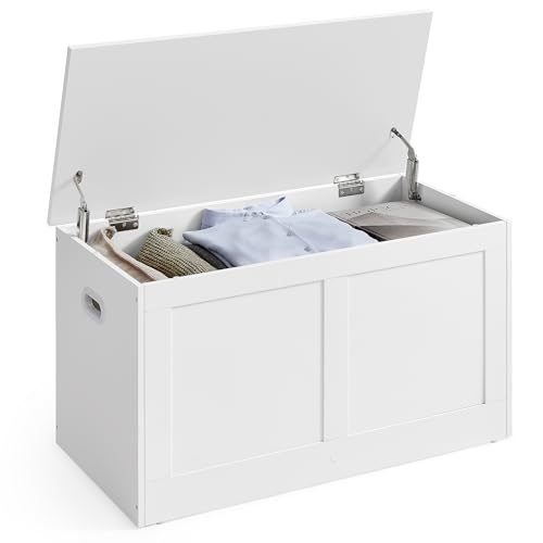 Storage Chest, Storage Trunk with 2 Safety Hinges, Storage Bench, Shoe Bench, Farmhouse Style, 15.7 x 31.5 x 18.3 Inches, for