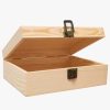 Wooden Box with Hinged Lid - 8x6x3 Inch Natural Gift Box for Craft DIY Jewelry Boxes - Small Reusable Storage for Home Decor Art