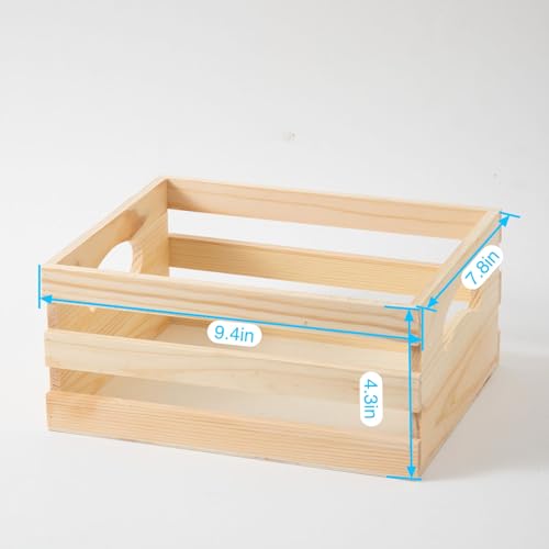 Set of 3 Rustic Wooden Nesting Crates with Handles, Decorative Wood Crates, Crate Box Wooden Storage Box for Kitchen, Office,