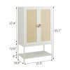 Natural Rattan Wardrobe Closet，Elegant Handle Bedroom Armoire with Aluminum Hanging Rod,Wooden Freestanding Wardrobe Armoires