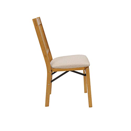 Stakmore Arts and Craft Wooden Folding Chairs with Padded Seats, Set of 2 - No Assembly Foldable Dining Chairs, Steel Folding