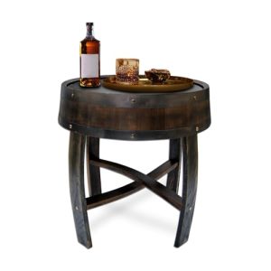 Medieval Retro Wine Barrel Design Coffee Table Wooden Round Creative End Table for Indoor Outdoor, 23" Brown Barrel Tables for