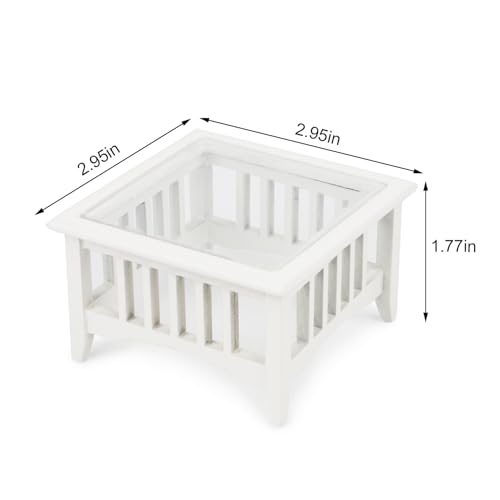 Dollhouse Coffee Table Miniature Furniture 1:12 Scale Wooden Tea Table Square Shape Side Tables Acrylic Tabletop Props Miniature