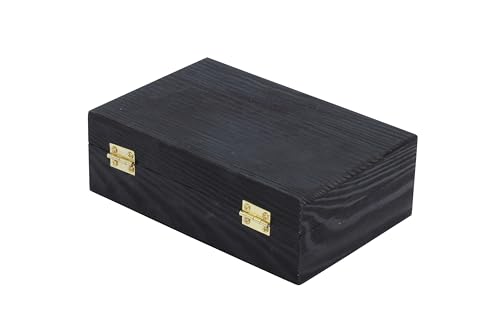 Black Wooden Keepsake Box with Gold Clasp - 6″ × 4″ × 2″ Painted Storage Case for Jewelry, Photos, Crafts & Gifts