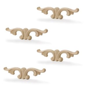 4/8PCS Wood Appliques and Onlays Wood Appliques for Furniture Decorative Wooden DIY Carved Onlay for Bed Door Cabinet Wardrobe