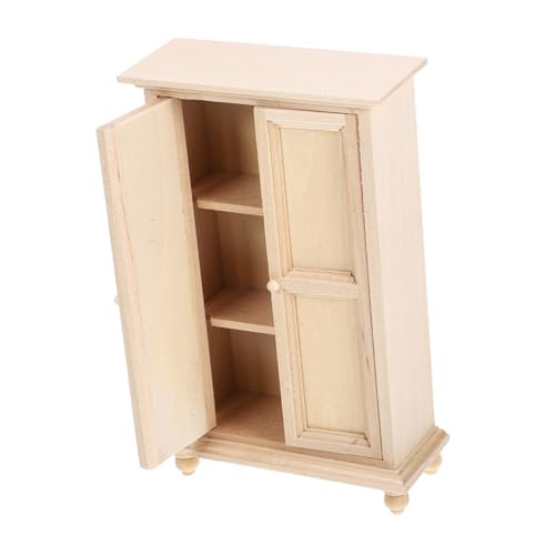 Mini House Wooden Cabinet Miniature Dollhouse Wardrobe Unpainted Mini Furniture for DIY
