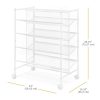 4-Tier Rolling Shoe Cart - Mesh & Metal - Holds up to 24 pairs of Shoes - Double Sided - White