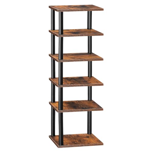 Vertical Shoe Rack, 6-Tier Narrow Shoe Shelf, Shoe Storage Organizer for Small Space, 11" L x 11" W x 39.5" H, Closet, Entryway,