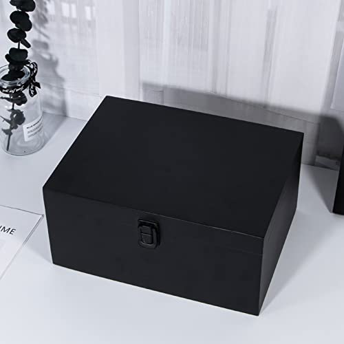 Modern Black Wooden Keepsake Box, 10.6 x 7.9 x 5.1 Inches, Lockable, Storage Box