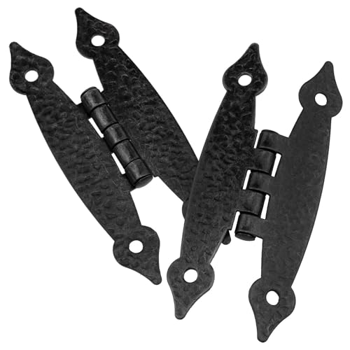 4pcs 3.5 inch Black Antique Iron H Shaped Hinge for Cabinets Kitchens Wardrobes Wooden Drawers Jewelry Boxes, Flat Hinges,