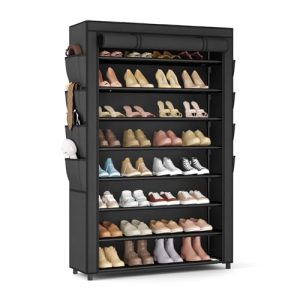 Shoe Rack with Cover, 8 Tier Tall Shoe Organizer Storage for 36-45 Pair Shoes and Boots Large Shoe Storage Shelf Free Standing