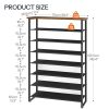 Shoe Rack, 8-Tier Shoe Shelf for Closet, 7 Fabric Shelves, Wooden Top, Large Shoe Organizer, Holds 24-28 Pairs of Shoes,