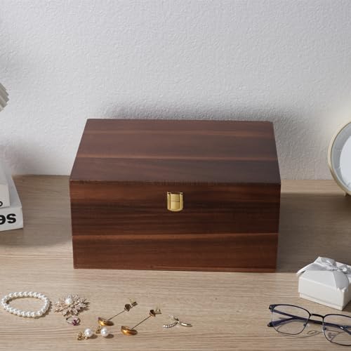 Large Wooden Keepsake Box - Wood Storage Box Decorative Boxes with Lid for Storing Keepsake Memory Gift, 12.5 IN Decorative